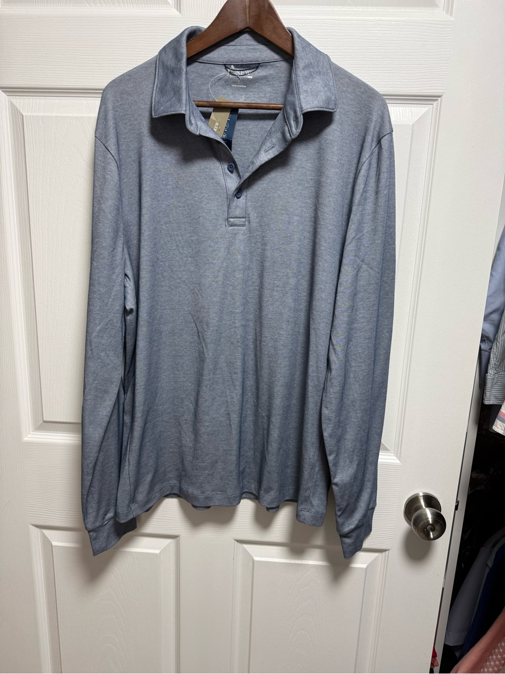 J. Crew Long-Sleeve Polo in Light Blue